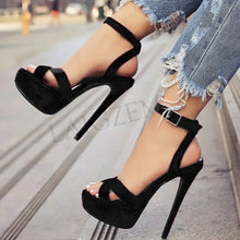 Plus Size Women Velvet Dressy Stiletto Heel Platform Sandals