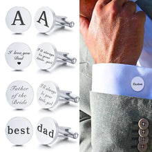 Stainless Steel Men's Cufflinks Custom Wedding Date Shirt Cuff Button Round Clip Link Best Man Dad Husbands Gifts