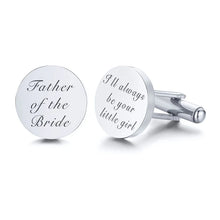 Stainless Steel Men's Cufflinks Custom Wedding Date Shirt Cuff Button Round Clip Link Best Man Dad Husbands Gifts