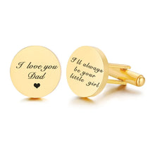 Stainless Steel Men's Cufflinks Custom Wedding Date Shirt Cuff Button Round Clip Link Best Man Dad Husbands Gifts