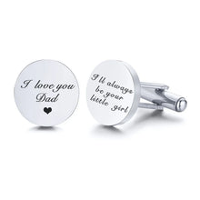 Stainless Steel Men's Cufflinks Custom Wedding Date Shirt Cuff Button Round Clip Link Best Man Dad Husbands Gifts