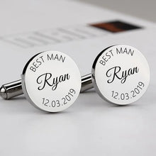 Stainless Steel Men's Cufflinks Custom Wedding Date Shirt Cuff Button Round Clip Link Best Man Dad Husbands Gifts