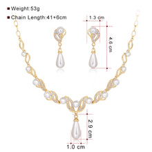 Pearl Teardrop Bridal Necklace & Earrings Set