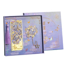 Flower and Butterfly Dream Bookmark Gift Box Creative Cultural and Creative Holiday Gifts Souvenirs High-End Metal Tassel Bookmark Gift Box