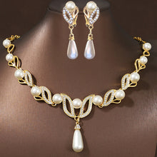 Pearl Teardrop Bridal Necklace & Earrings Set