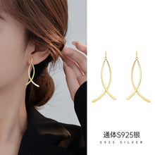 Under the banyan tree S925 silver cold wind cross temperament long earrings women's fashion niche design earrings new fashion