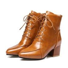 Round Toe Lace-Up Ankle Boots