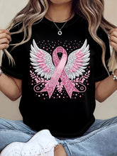 Breast Cancer Awareness Short Sleeve Regular Fit Crew Neck T-Shirt for Women