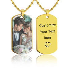 Custom Picture Text Necklace Personalized Double-sided Photo Necklace Memorial Father's Day Gifts for Dad Mom Boyfriend Family