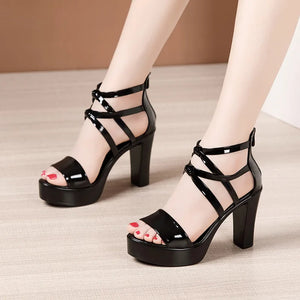 Plus Size Block Heel Platform Sandals Women Gladiator Sandals