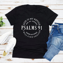 God Is My Refuge Psalms 91 Christian Shirt Christ Jesus Shirts Women's T-shirts Short Sleeve Religious Tshirt Jesus Love Tees