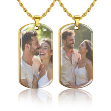 Custom Picture Text Necklace Personalized Double-sided Photo Necklace Memorial Father's Day Gifts for Dad Mom Boyfriend Family