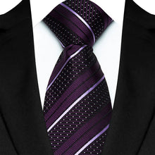 Luxury Mens Necktie Purple Color Stripes, Floral and Plaid Designs