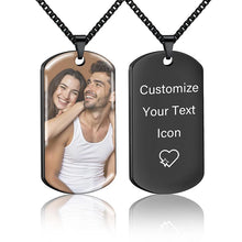 Custom Picture Text Necklace Personalized Double-sided Photo Necklace Memorial Father's Day Gifts for Dad Mom Boyfriend Family