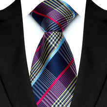Luxury Mens Necktie Purple Color Stripes, Floral and Plaid Designs
