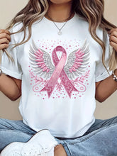 Breast Cancer Awareness Short Sleeve Regular Fit Crew Neck T-Shirt for Women