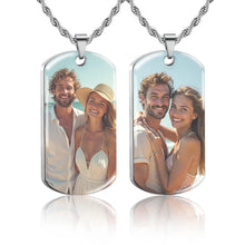 Custom Picture Text Necklace Personalized Double-sided Photo Necklace Memorial Father's Day Gifts for Dad Mom Boyfriend Family