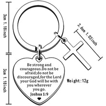 Christian Gifts Inspirational Bible Verse Keyring Be Strong and Courageous Pendant Cross Charm Religious Presents for Christmas