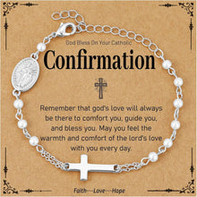 Catholic Gifts for Women Girls Pearl Rosary Beads Virgin Mary Cross Bracelet First Communion Baptism Religious Christian Jewelry