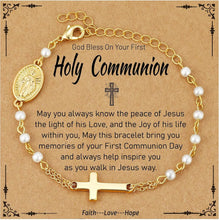 Catholic Gifts for Women Girls Pearl Rosary Beads Virgin Mary Cross Bracelet First Communion Baptism Religious Christian Jewelry