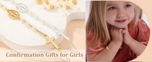Catholic Gifts for Women Girls Pearl Rosary Beads Virgin Mary Cross Bracelet First Communion Baptism Religious Christian Jewelry