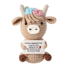 Knitted Highland Cow Crochet Doll with Inspirational Card
