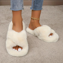 Fluffy Cozy Cross Band Slippers