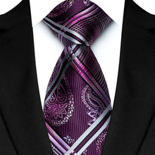 Luxury Mens Necktie Purple Color Stripes, Floral and Plaid Designs