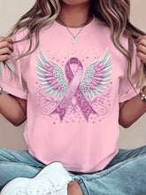 Breast Cancer Awareness Short Sleeve Regular Fit Crew Neck T-Shirt for Women