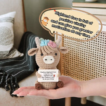 Knitted Highland Cow Crochet Doll with Inspirational Card