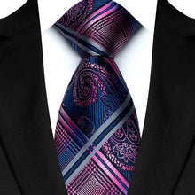 Luxury Mens Necktie Purple Color Stripes, Floral and Plaid Designs