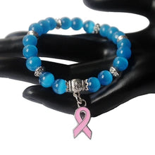 Stylish Breast Cancer Awareness Jewelry White Pink Opal Beaded Bracelet Breast Cancer Pink Ribbon Charm Bracelets&Bangles