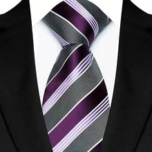 Luxury Mens Necktie Purple Color Stripes, Floral and Plaid Designs
