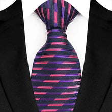 Luxury Mens Necktie Purple Color Stripes, Floral and Plaid Designs