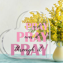 Christian Gifts For Women Faith, Prayer Gifts For Women, Inspirational Bible Verse Heart Acrylic Sign, Pink Prayer Christian Dec