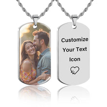 Custom Picture Text Necklace Personalized Double-sided Photo Necklace Memorial Father's Day Gifts for Dad Mom Boyfriend Family