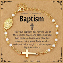Catholic Gifts for Women Girls Pearl Rosary Beads Virgin Mary Cross Bracelet First Communion Baptism Religious Christian Jewelry