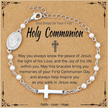 Catholic Gifts for Women Girls Pearl Rosary Beads Virgin Mary Cross Bracelet First Communion Baptism Religious Christian Jewelry