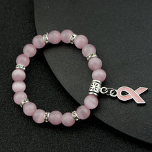 Stylish Breast Cancer Awareness Jewelry White Pink Opal Beaded Bracelet Breast Cancer Pink Ribbon Charm Bracelets&Bangles