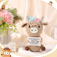 Knitted Highland Cow Crochet Doll with Inspirational Card