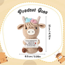 1 Piece of Knitted Highland Cow, a Fun and Cute, Positive and Uplifting Crochet Cow Doll, Comes with an Inspirational Card, Making It a Great Gift for Friends, Family, and Party Decorations.