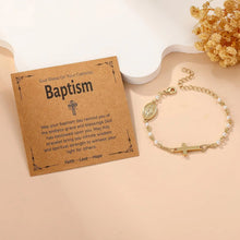 Catholic Gifts for Women Girls Pearl Rosary Beads Virgin Mary Cross Bracelet First Communion Baptism Religious Christian Jewelry