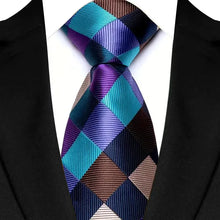 Luxury Mens Necktie Purple Color Stripes, Floral and Plaid Designs
