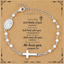 Catholic Gifts for Women Girls Pearl Rosary Beads Virgin Mary Cross Bracelet First Communion Baptism Religious Christian Jewelry