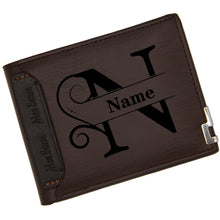 PU Leather Wallet Men Custom Engraved Initials & Name Gift for Birthday, Anniversary, Father's Day, Christmas Gift Personalized