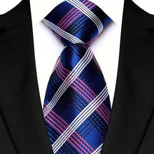 Luxury Mens Necktie Purple Color Stripes, Floral and Plaid Designs