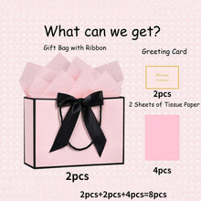 8 large and elegant gift bags, hand-held shopping bags (2 gift bags with bow ribbons, 2 greeting cards and 4 thin papers)