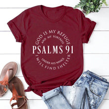 God Is My Refuge Psalms 91 Christian Shirt Christ Jesus Shirts Women's T-shirts Short Sleeve Religious Tshirt Jesus Love Tees