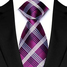 Luxury Mens Necktie Purple Color Stripes, Floral and Plaid Designs