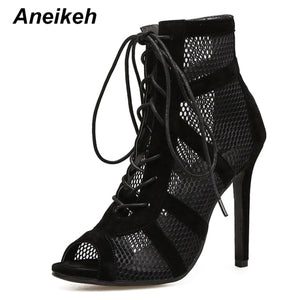 High Heel Sexy Mesh Sandal Ankle Boots